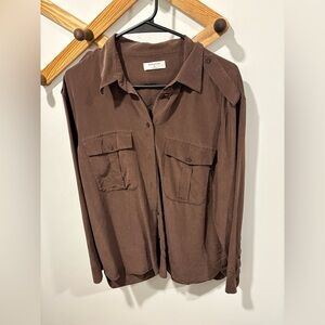 BABATON SILK BLEND CLAUDEL BUTTON DOWN BLOUSE